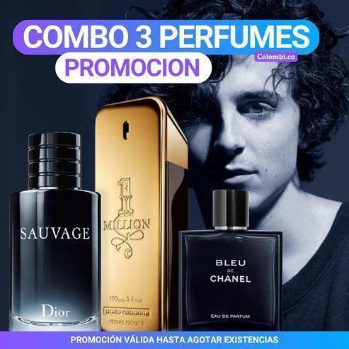 Combo 3 Perfumes Hombre - Sauvage Dior | Chanel Azul | 1 milhão